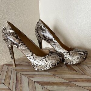Chinese Laundry snake skin platform pumps